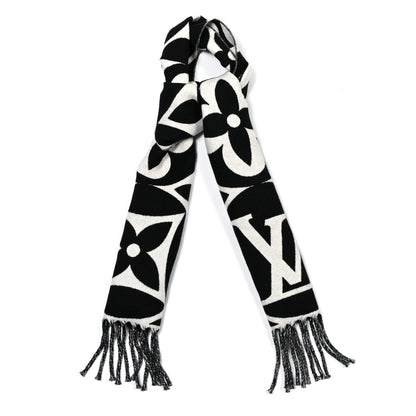 Louis Vuitton LOUIS VUITTON Wool LV Medallion Scarf Black 1 of 3