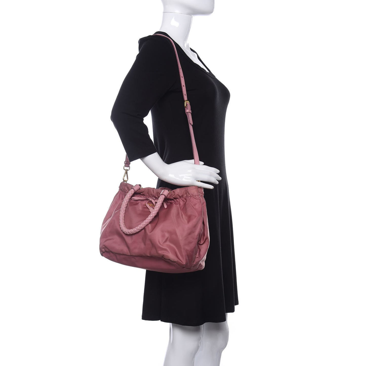 Tessuto Nylon Nappa Braided Top Handle Tote Pink