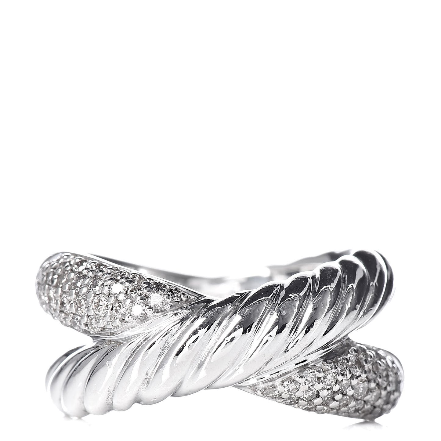 Sterling Silver Diamond Crossover Cable Ring 54 7
