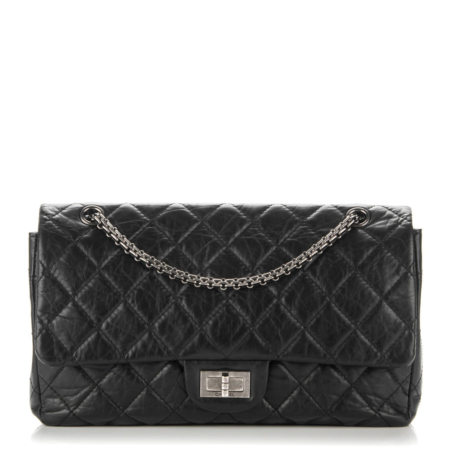 Aged Calfskin Quilted 2.55 Reissue 227 Flap Black