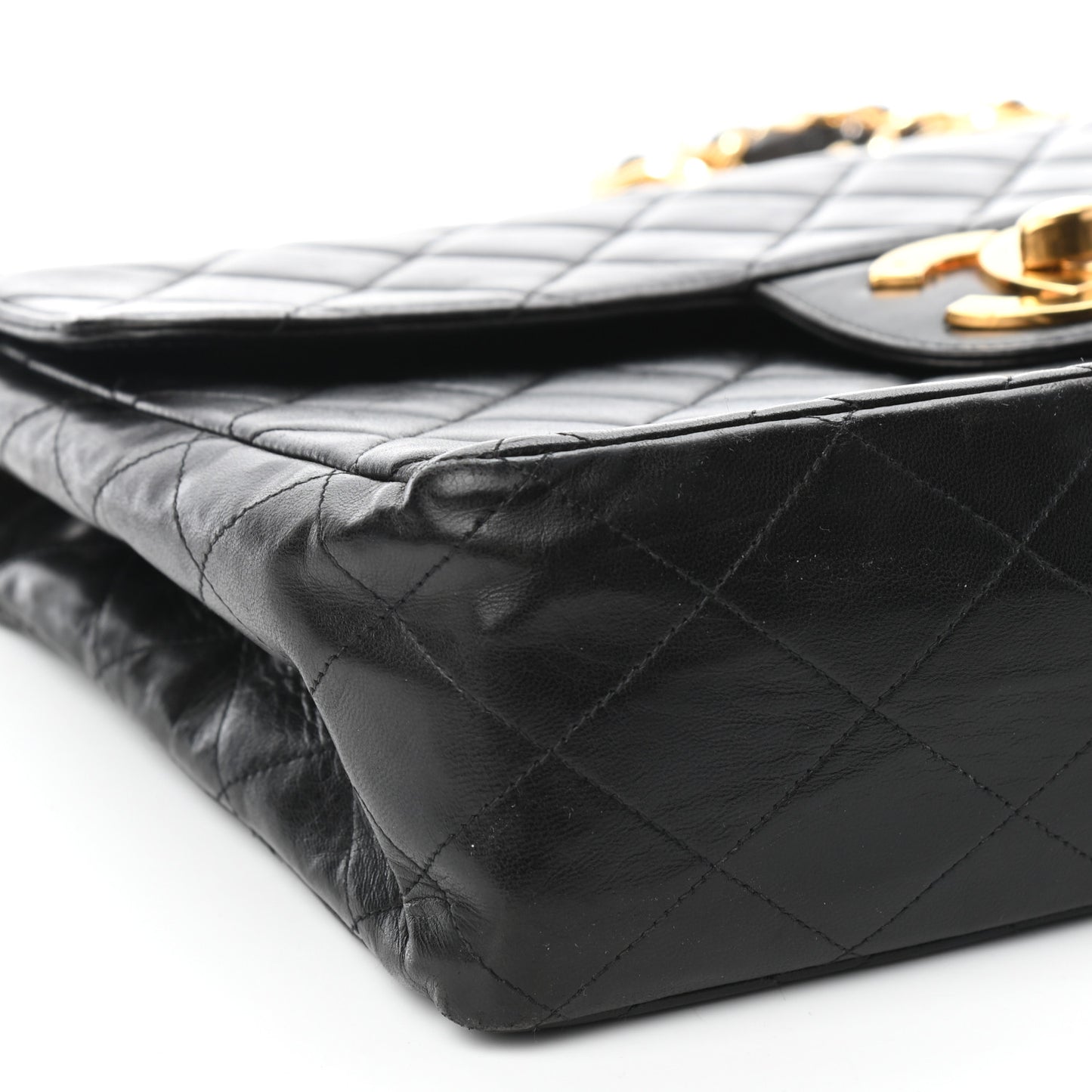 Lambskin Quilted Jumbo Single Flap Black