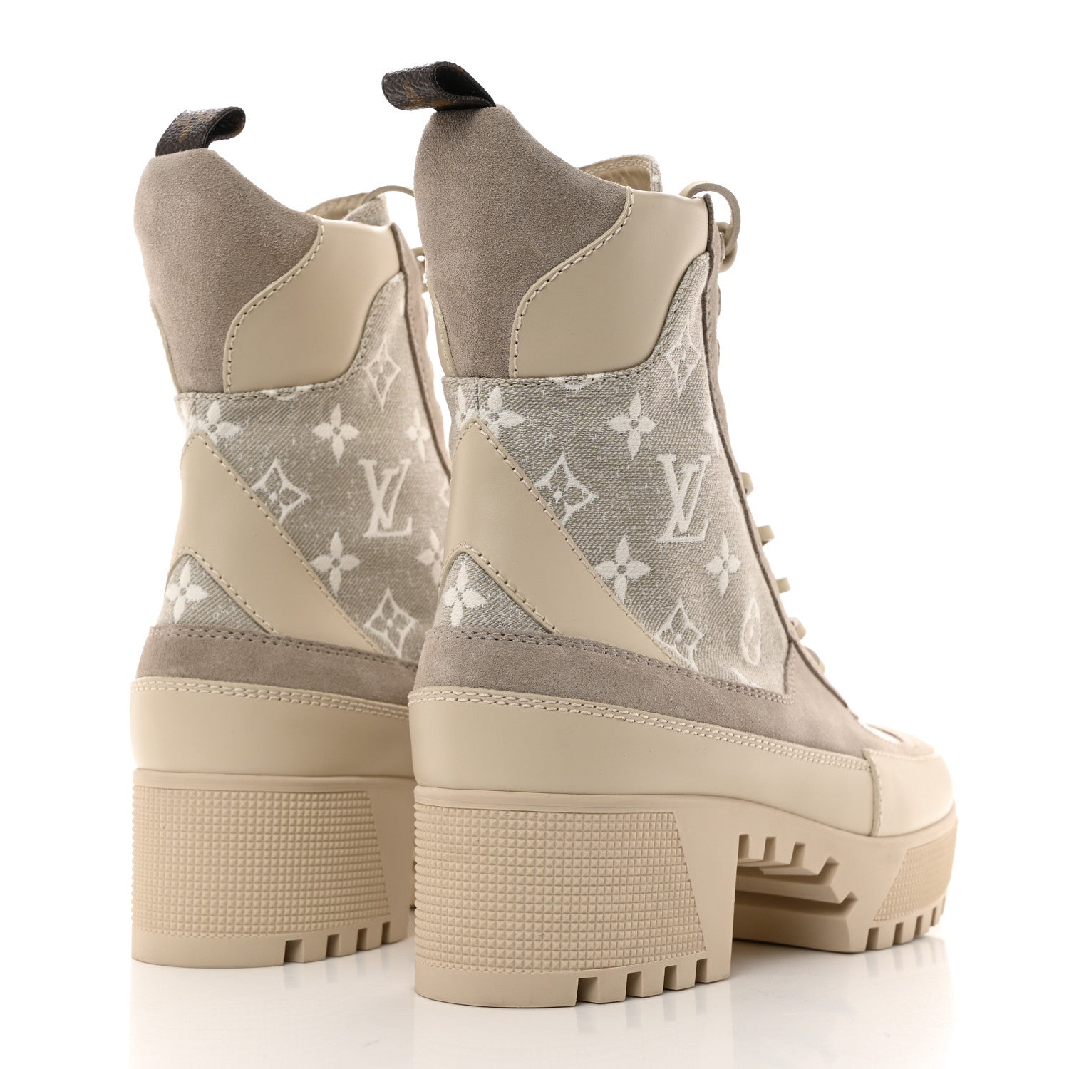 Louis Vuitton Suede Calfskin Laureate Platform Desert Boots 38.5 Taupe 4 of 9