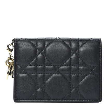Christian Dior Lambskin Cannage Small Lady Dior Flap Card Holder Black 1 of 8