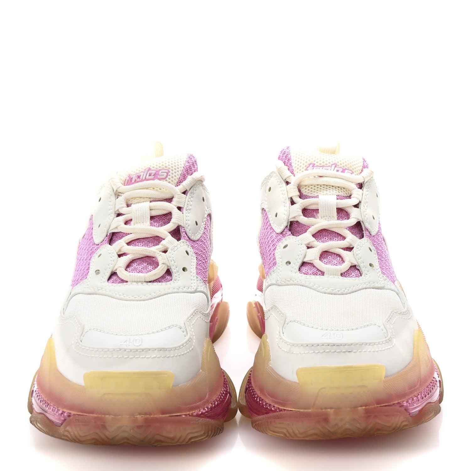 Balenciaga Fabric Mesh Clear Sole Womens Triple S Sneakers 40 White Pink 3 of 10