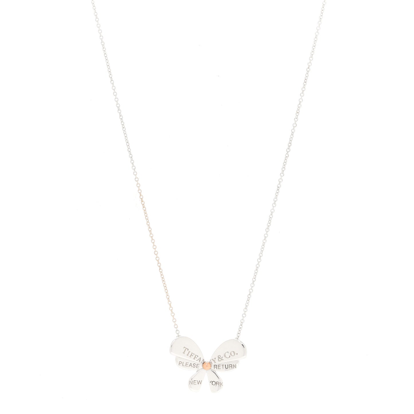 Sterling Silver 18K Rose Gold Return to Tiffany Love Bugs Butterfly Pendant Necklace