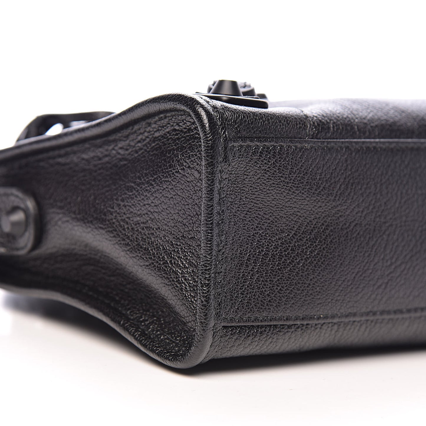 Shiny Goatskin Matte Black Metallic Edge Hardware Mini City Black
