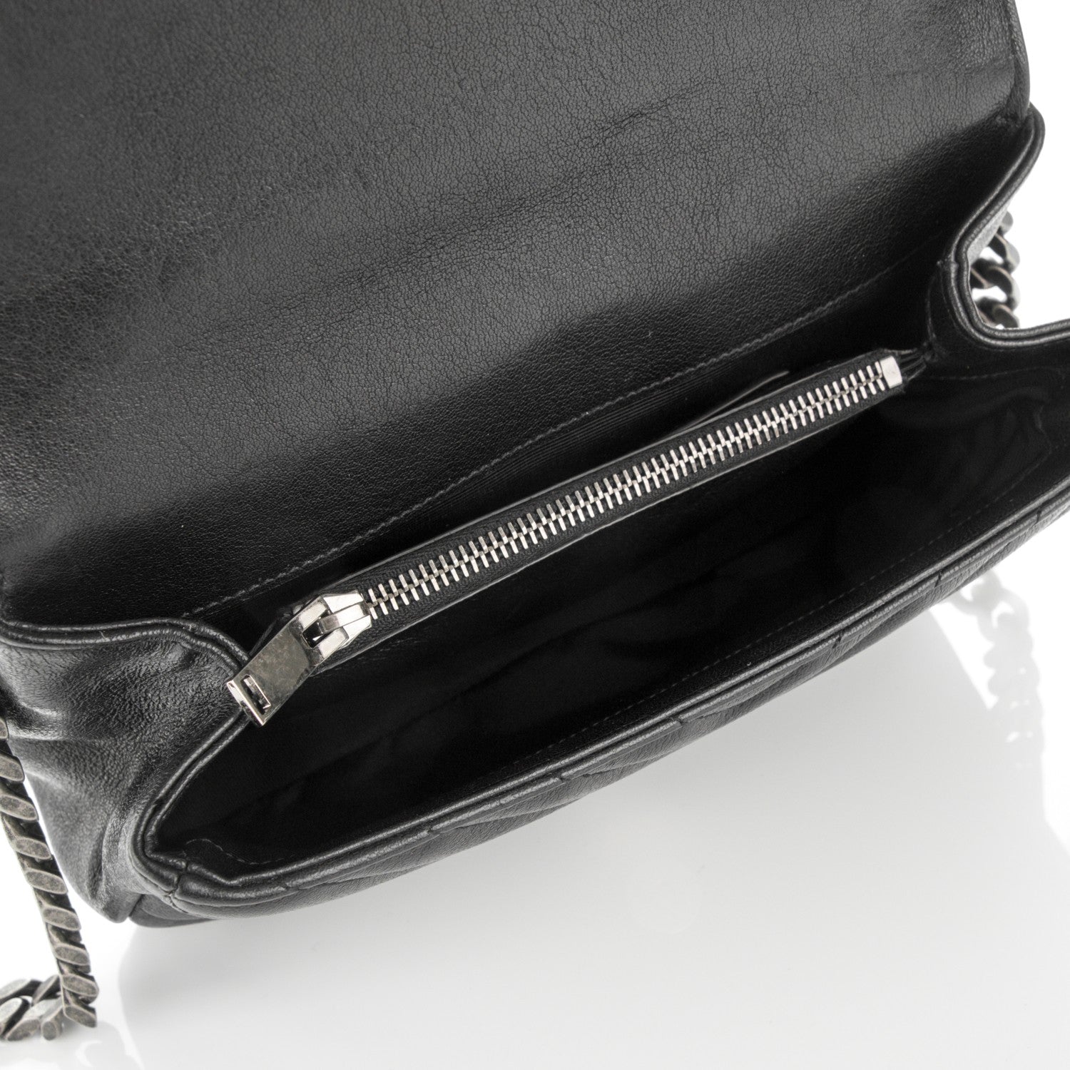 Saint Laurent Sheepskin Matelasse Chevron Monogram Medium College Bag Black 5 of 7