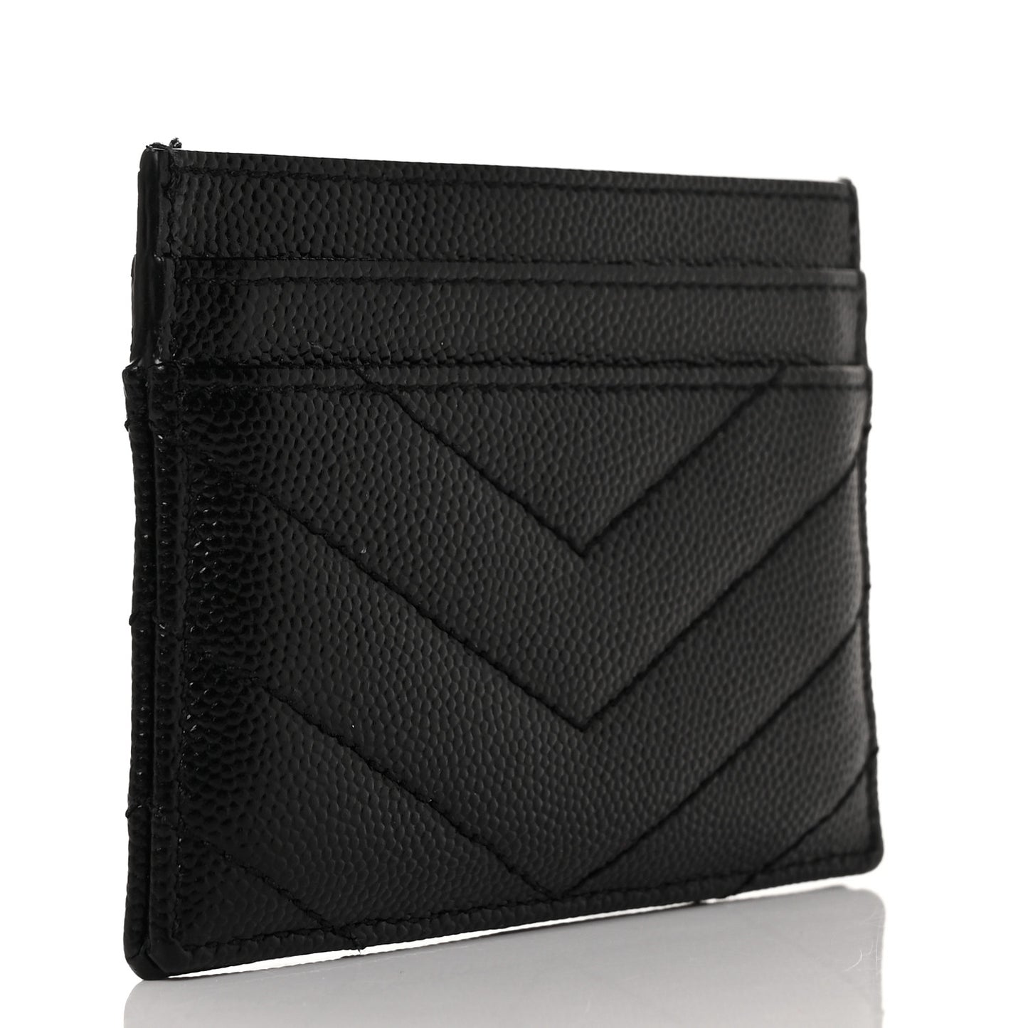 Grain De Poudre Matelasse Chevron Monogram Credit Card Case Black