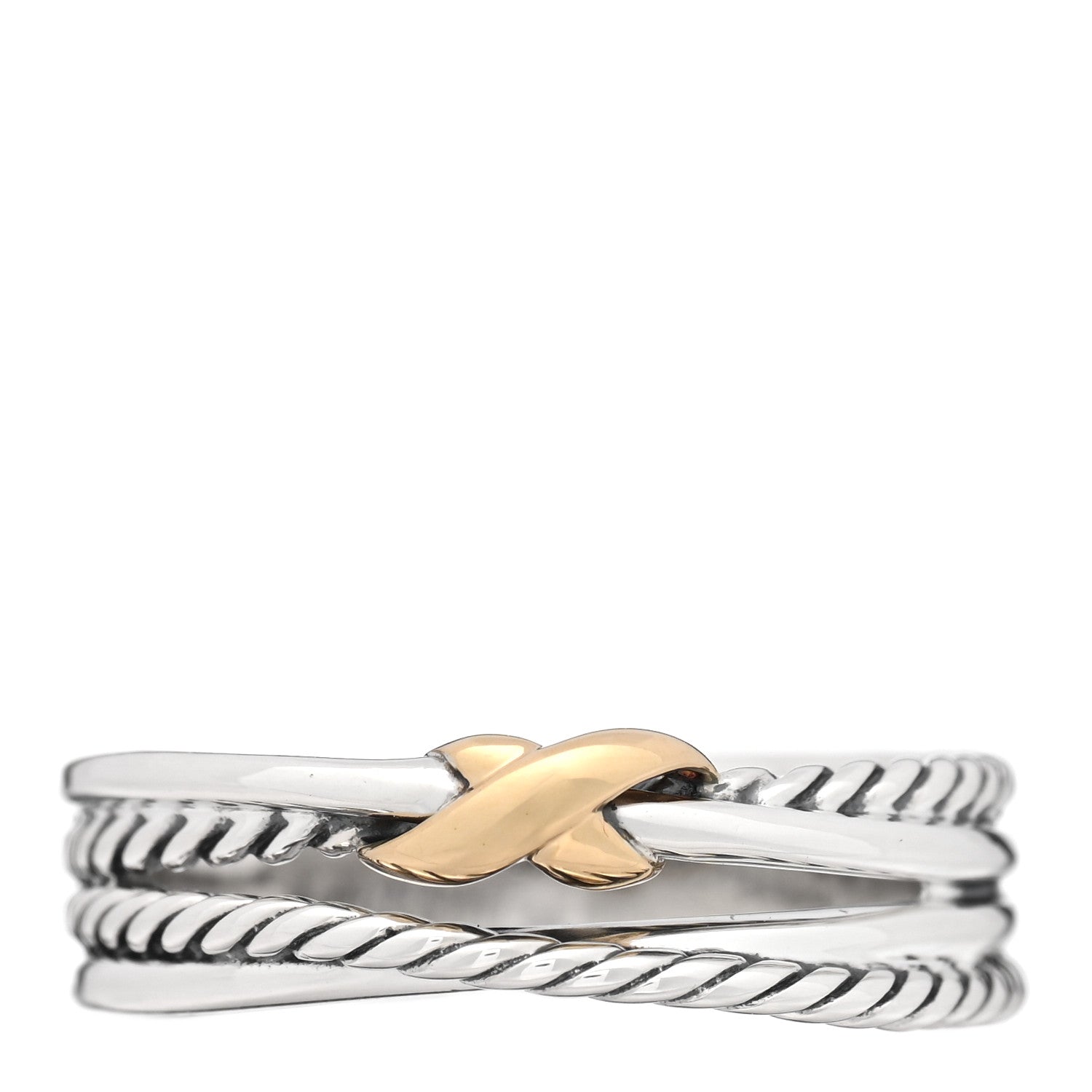 David Yurman Sterling Silver 18K Yellow Gold 6mm X Crossover Ring 62 10 1 of 4
