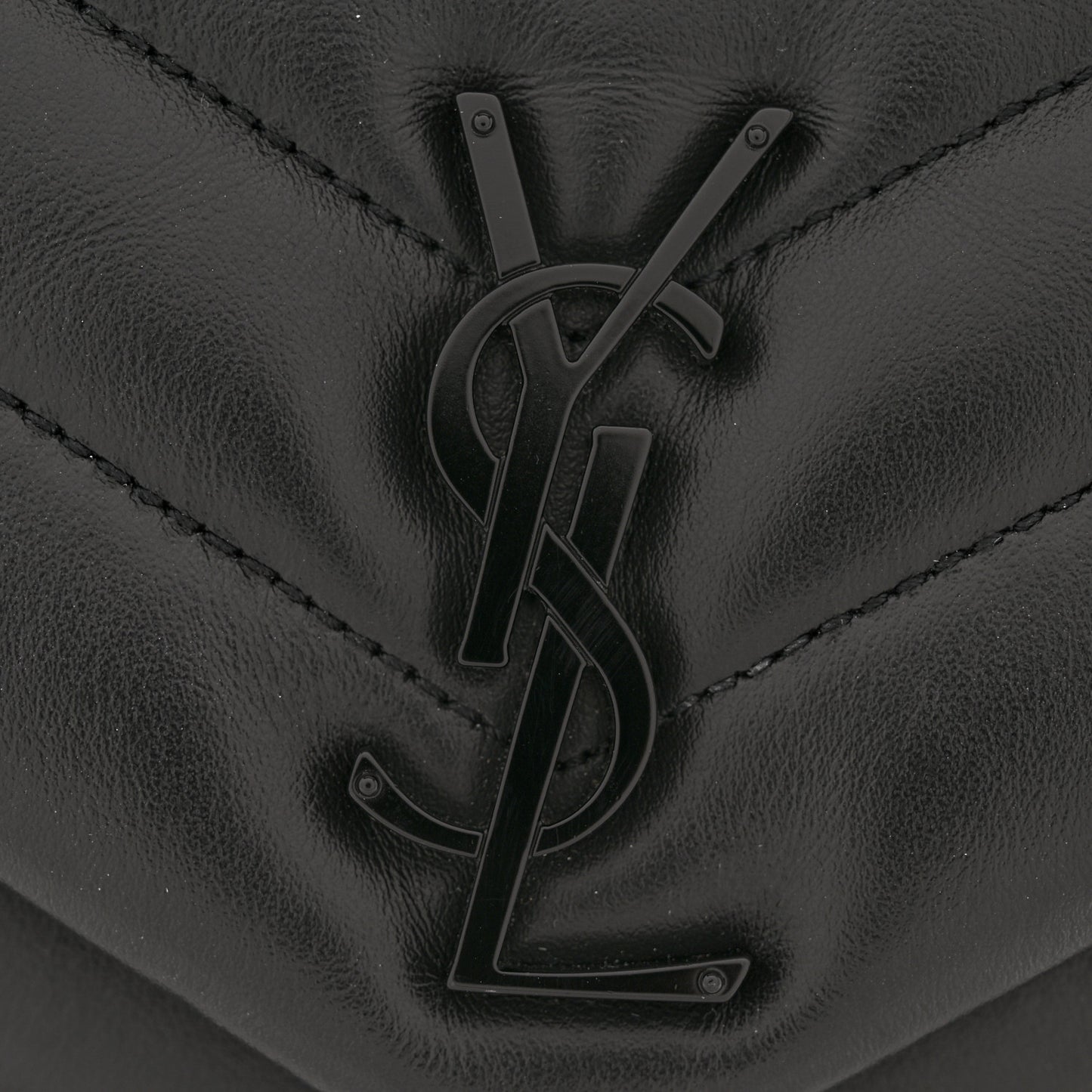 Calfskin Y Quilted Monogram Monochrome Small Loulou Chain Satchel Black