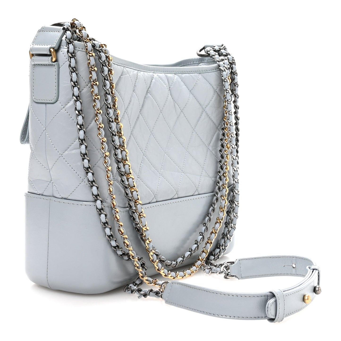 Aged Calfskin Quilted Medium Gabrielle Hobo Light Blue
