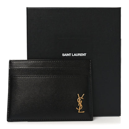 Saint Laurent Calfskin Tiny Cassandre Credit Card Case Black 8 of 8