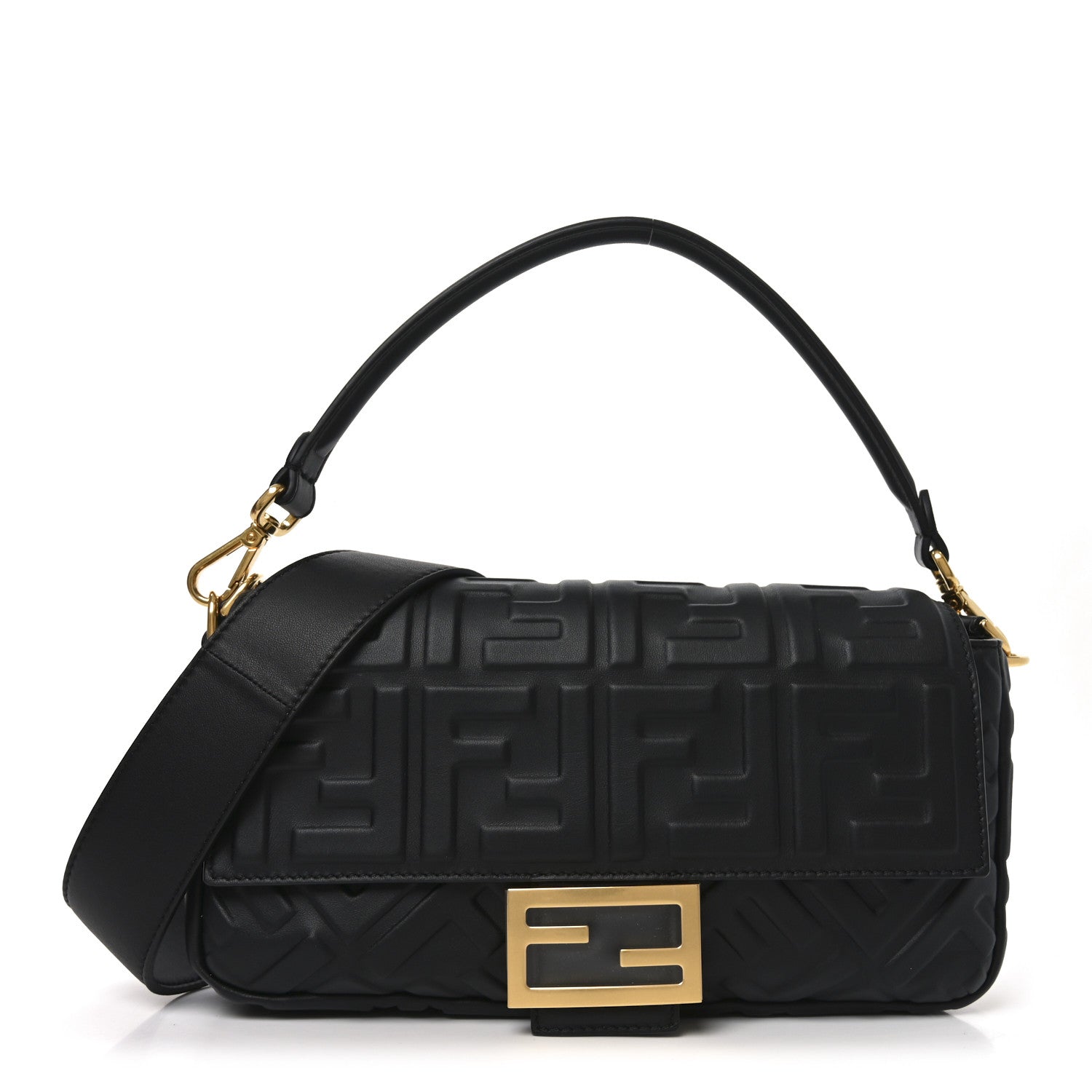 Fendi Nappa FF 1974 Embossed Baguette Black 1 of 10