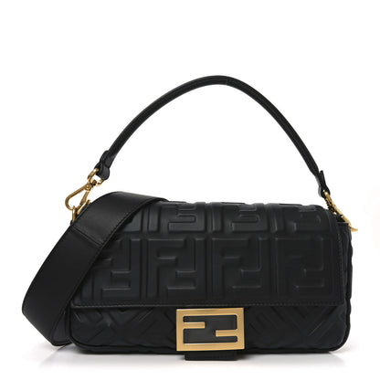 Fendi Nappa FF 1974 Embossed Baguette Black 1 of 10