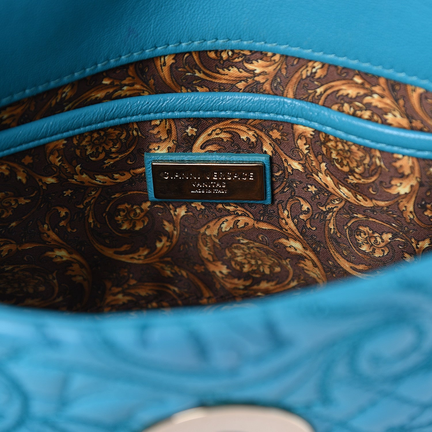 Versace Nappa Barocco Quilted Vanitas Medea Shoulder Bag Blue 5 of 7