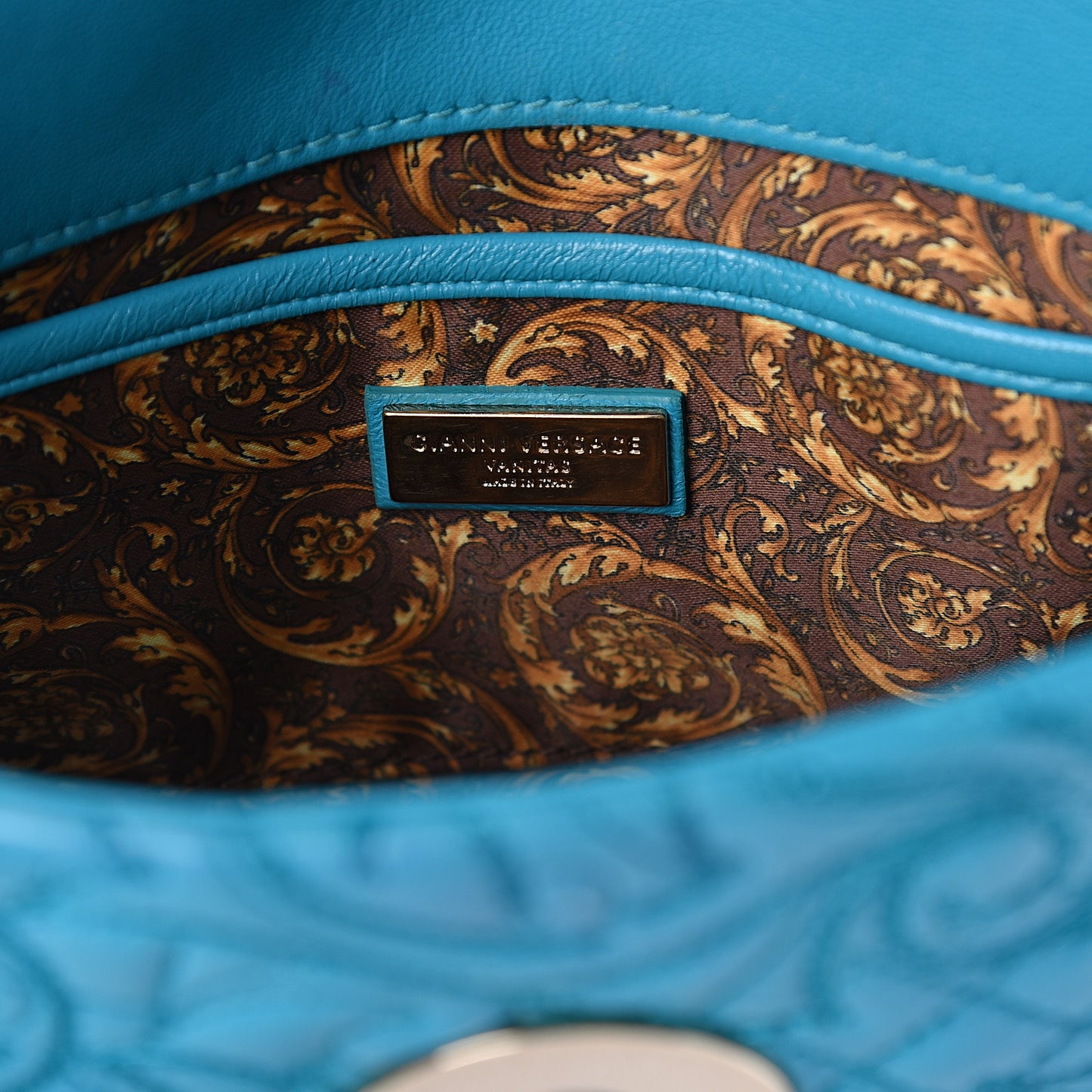 Nappa Barocco Quilted Vanitas Medea Shoulder Bag Blue