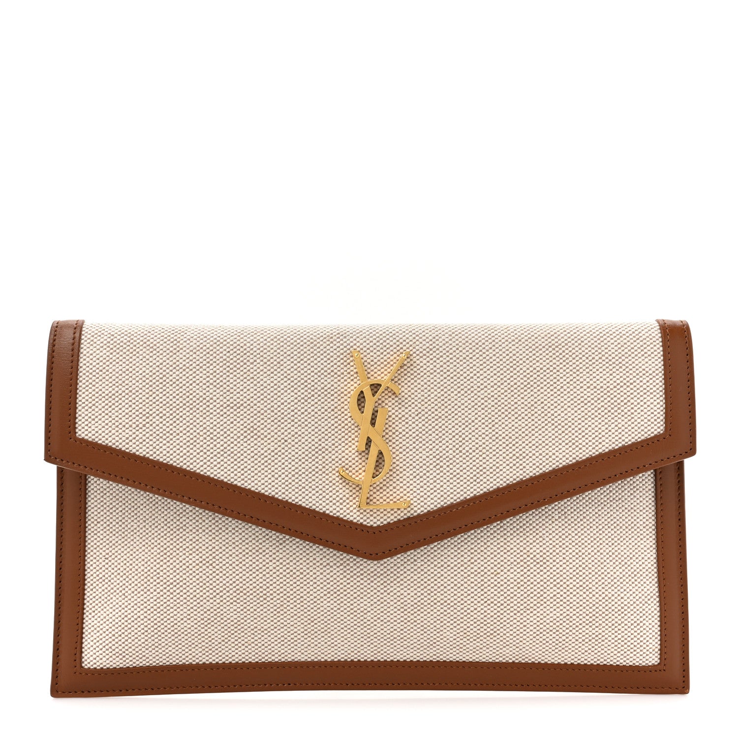 Saint Laurent Canvas Uptown Pouch Natural Beige Brick 1 of 8