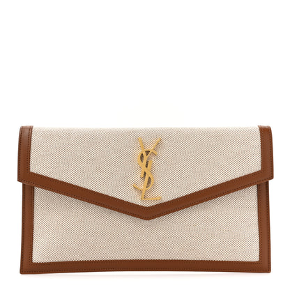 Saint Laurent Canvas Uptown Pouch Natural Beige Brick 1 of 8