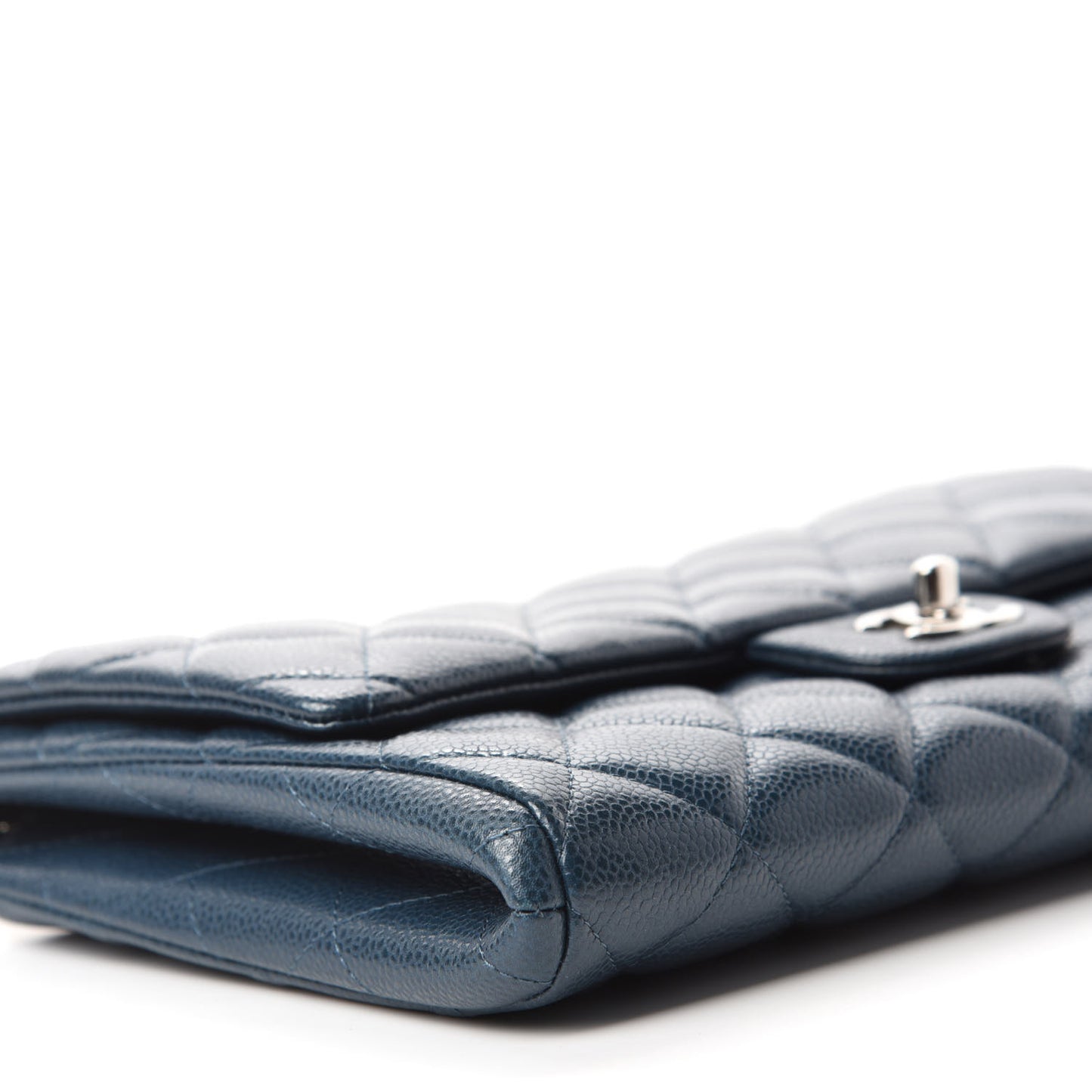 Caviar Quilted Clutch With Chain Flap Blue