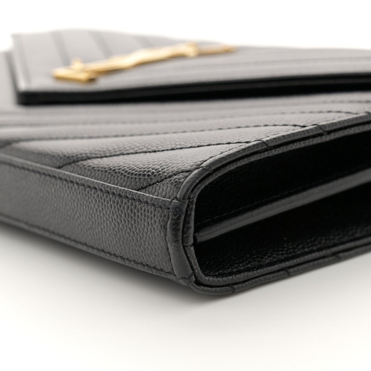 Grain De Poudre Matelasse Chevron Monogram Chain Wallet Black