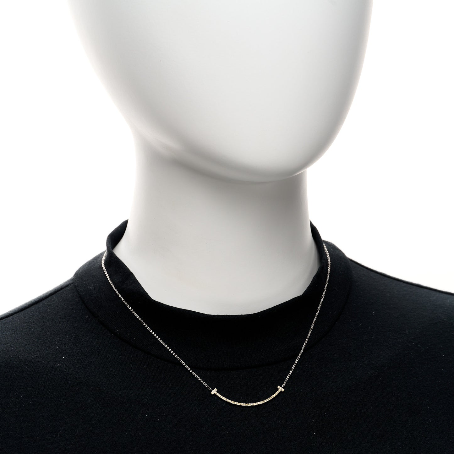 18K White Gold Yellow Sapphire Small T Smile Pendant Necklace