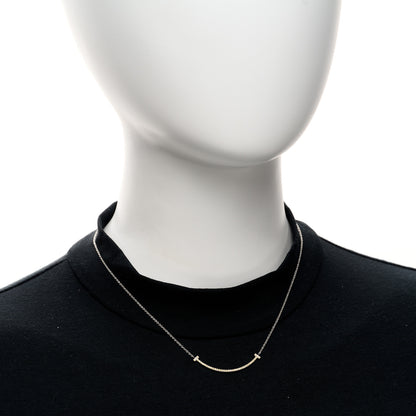 Tiffany 18K White Gold Yellow Sapphire Small T Smile Pendant Necklace 2 of 6