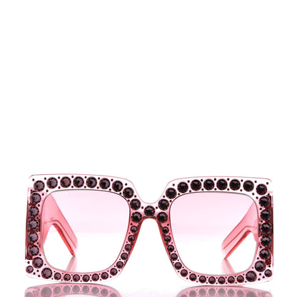 Gucci Acetate Crystal Oversize Sunglasses GG0145S Pink 3 of 7