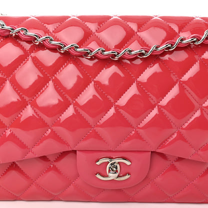 Chanel Patent Quilted Jumbo Double Flap Pink 8 of 11