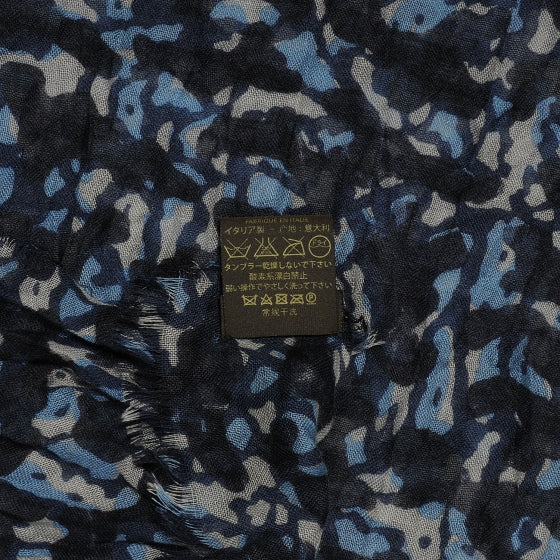 Louis Vuitton Cashmere Silk Lezard Etole Stole Blue 8 of 8