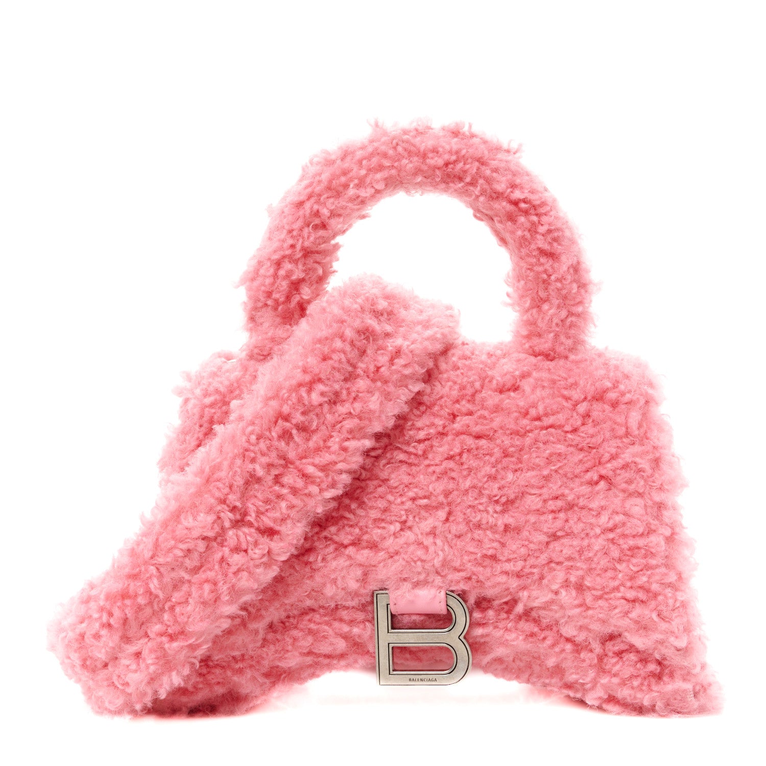 Balenciaga Faux Fur Fluffy Hourglass XS Top Handle Bag Sweet Pink 1 of 11