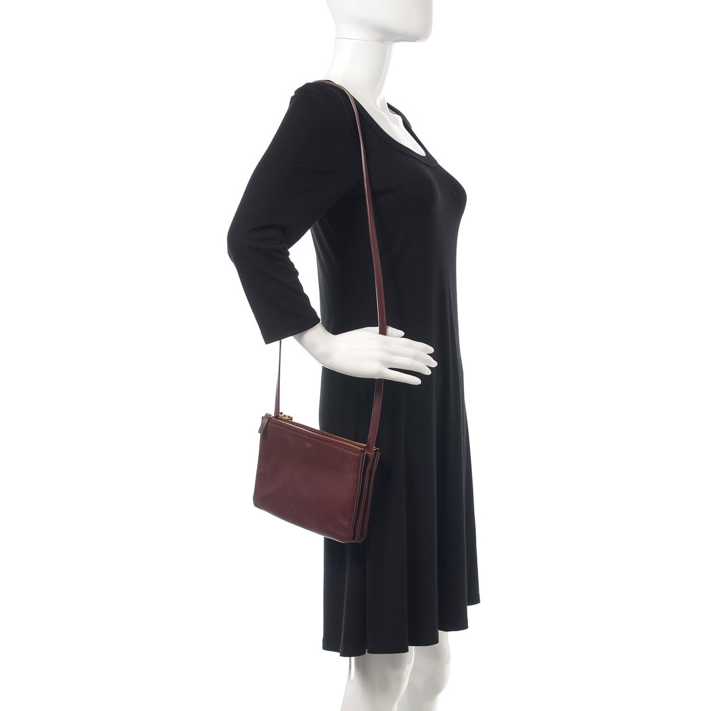 Smooth Lambskin Small Trio Crossbody Bag Burgundy