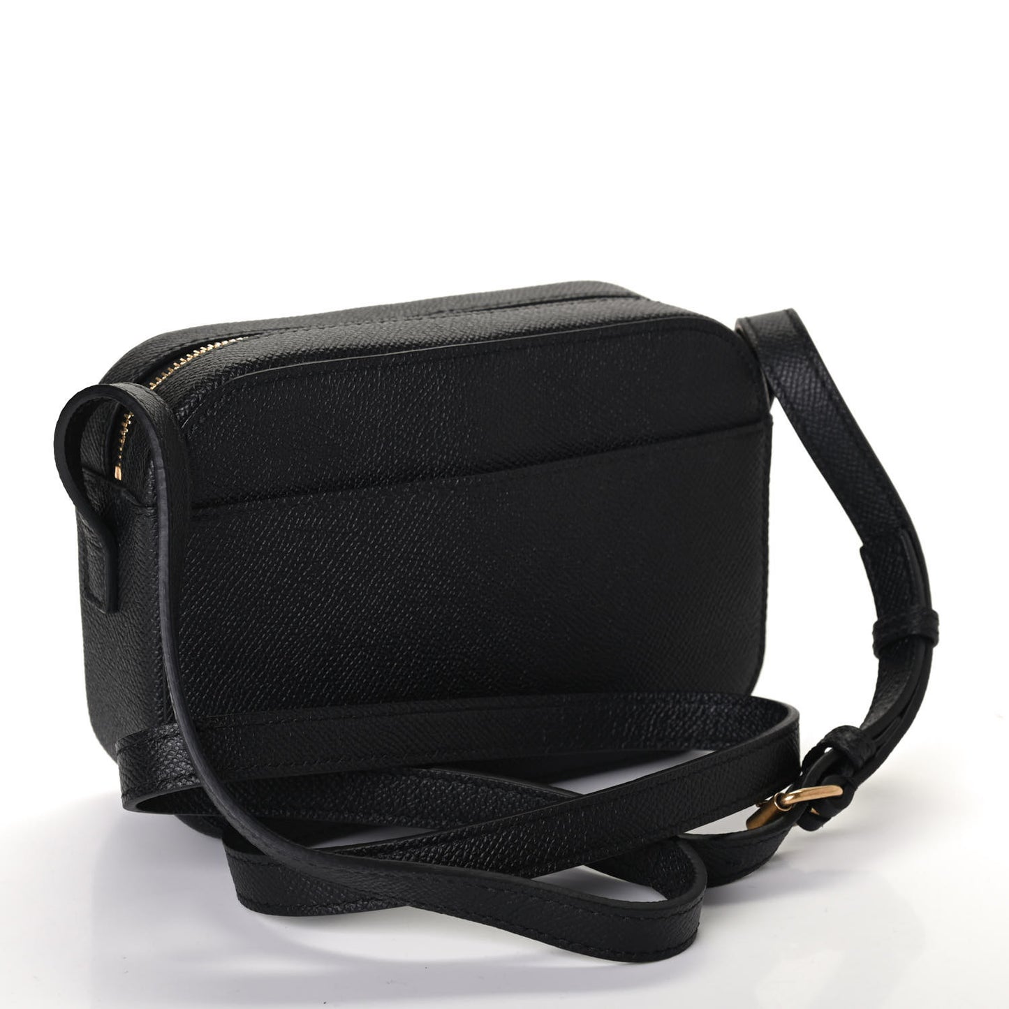 Signature Grained Calfskin Logo XS Ville Camera Bag Black White