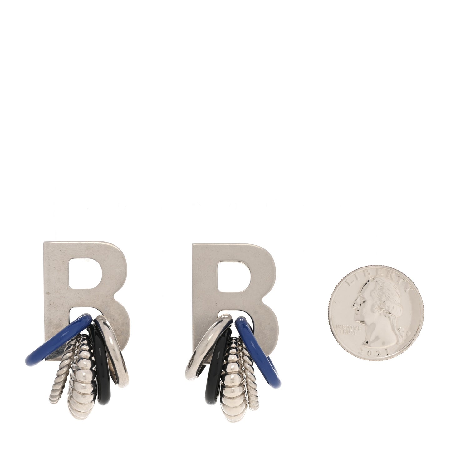 Metal B Earrings  Silver