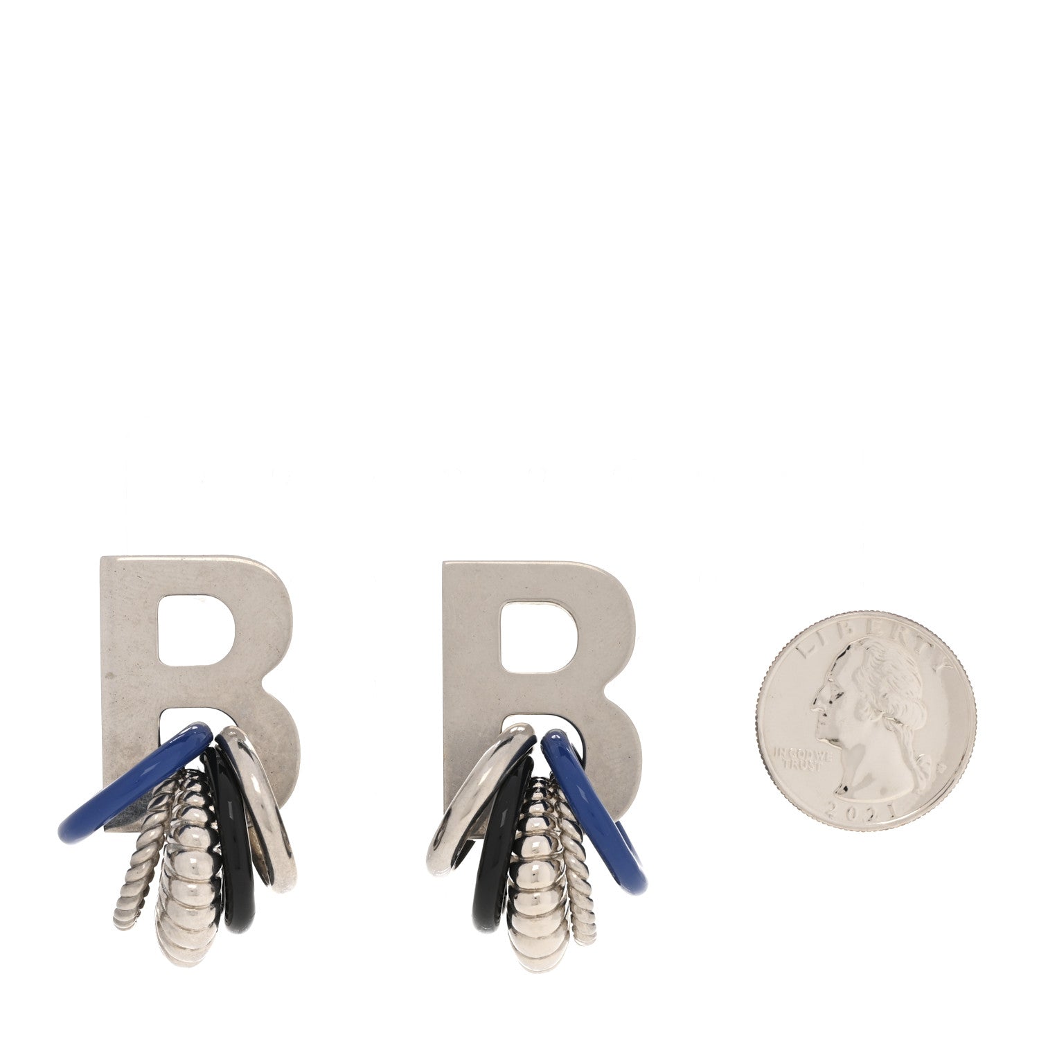 Balenciaga Metal B Earrings  Silver 2 of 6