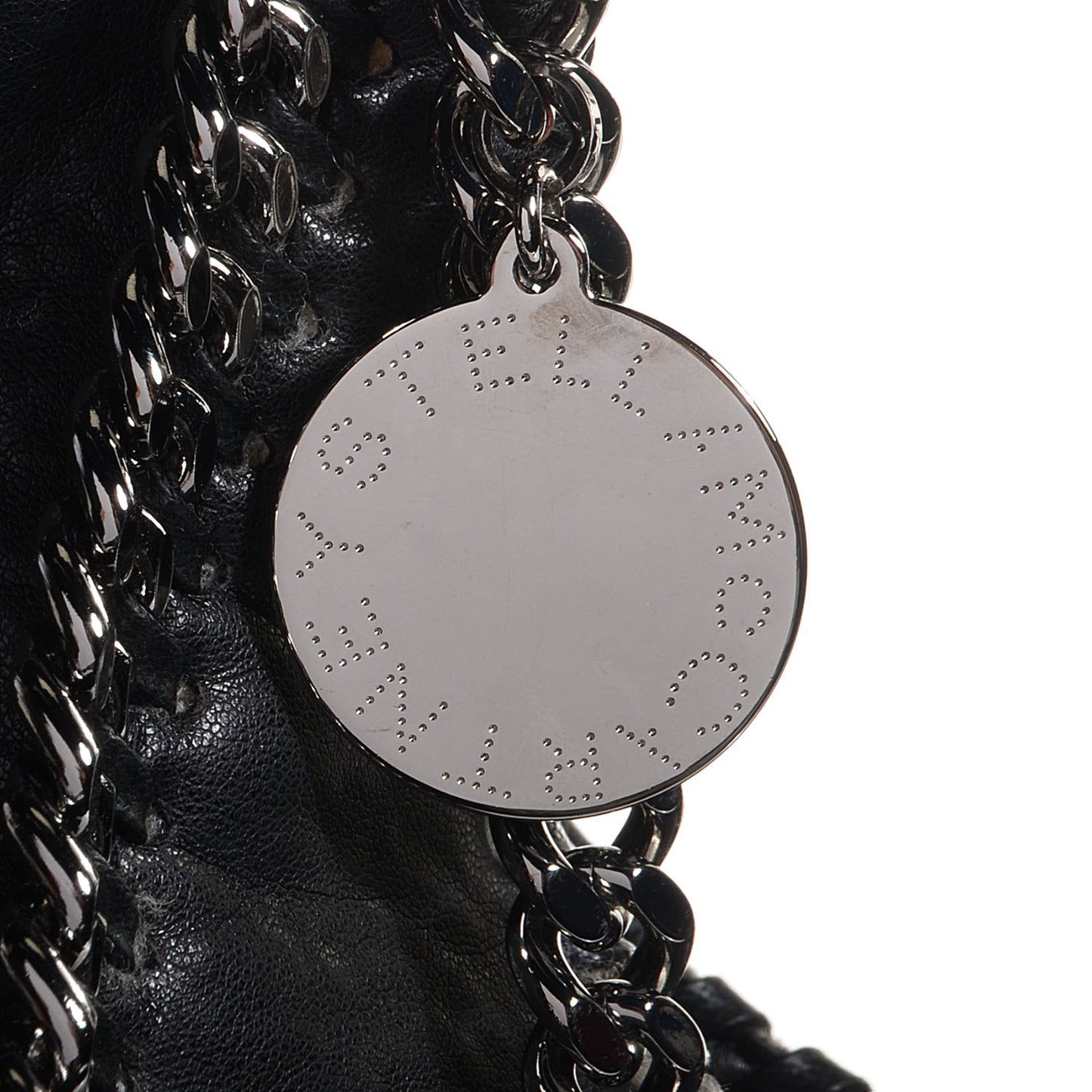 Faux Leather Shearling Large Chain Link Falabella Black