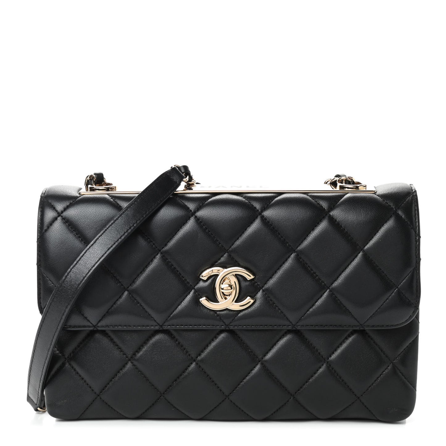 Lambskin Quilted Medium Trendy CC Flap Black