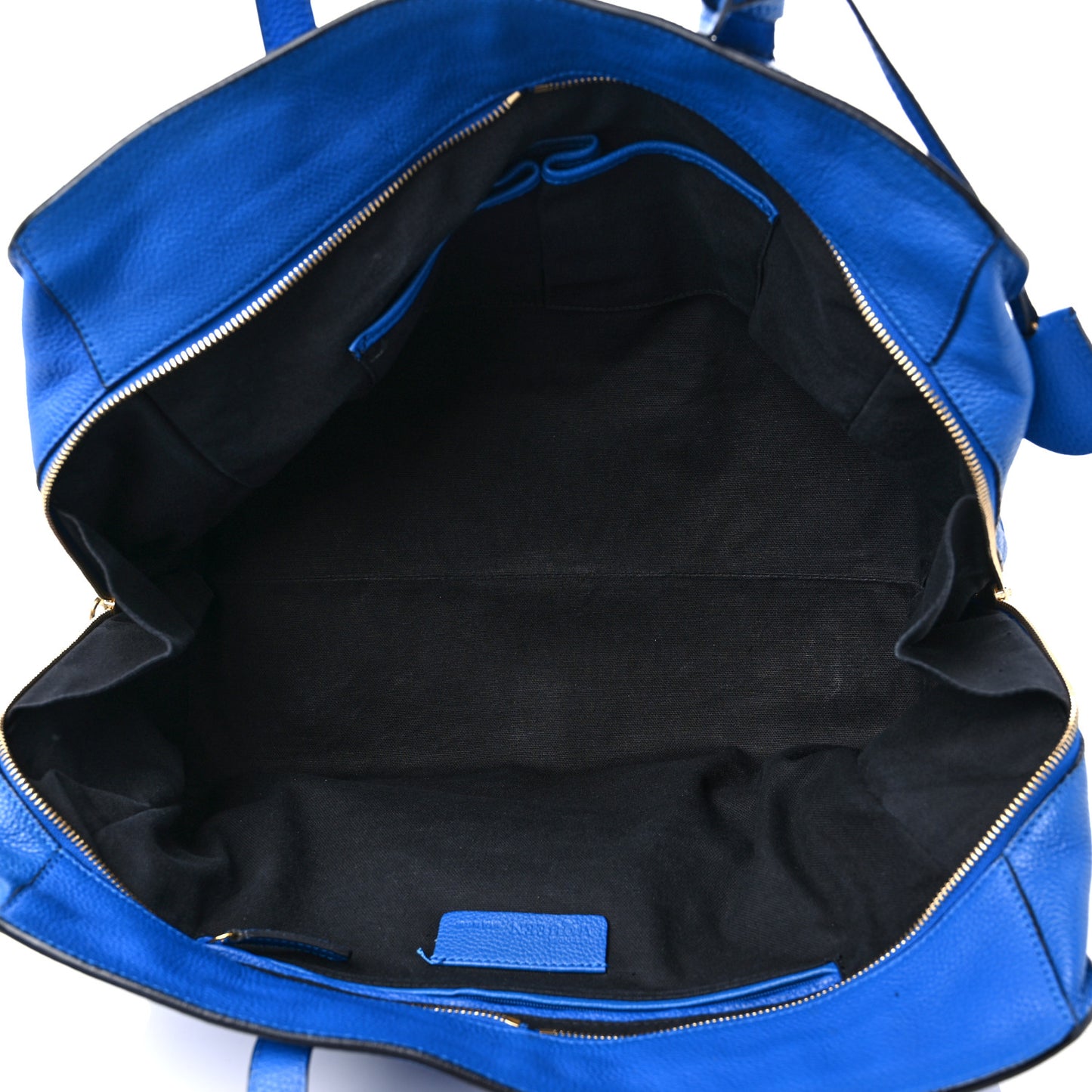 Pebbled Calfskin Large Skull Padlock Zip Around Tote Cobalt