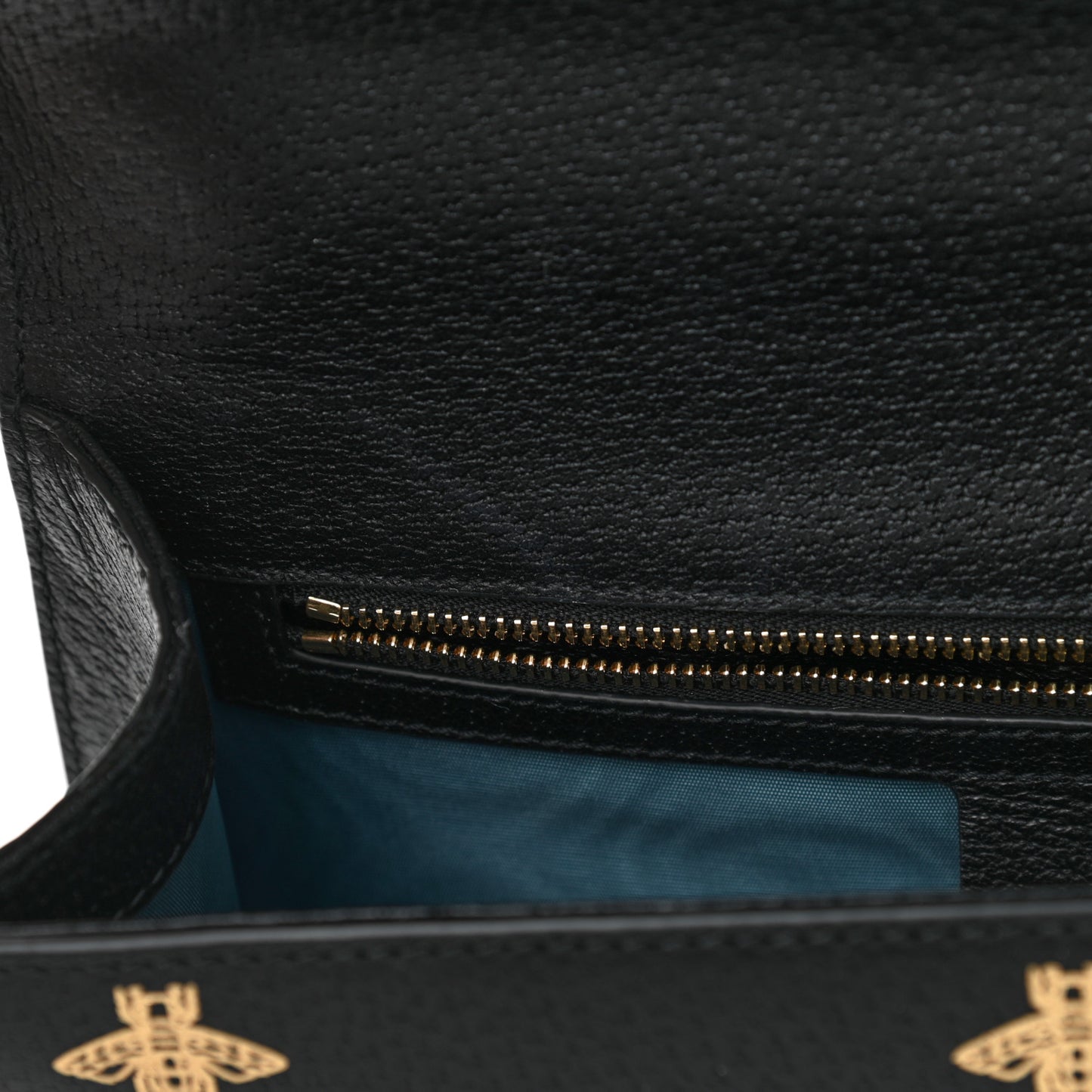 Textured Calfskin Bee Star Print Small Sylvie Shoulder Bag Black