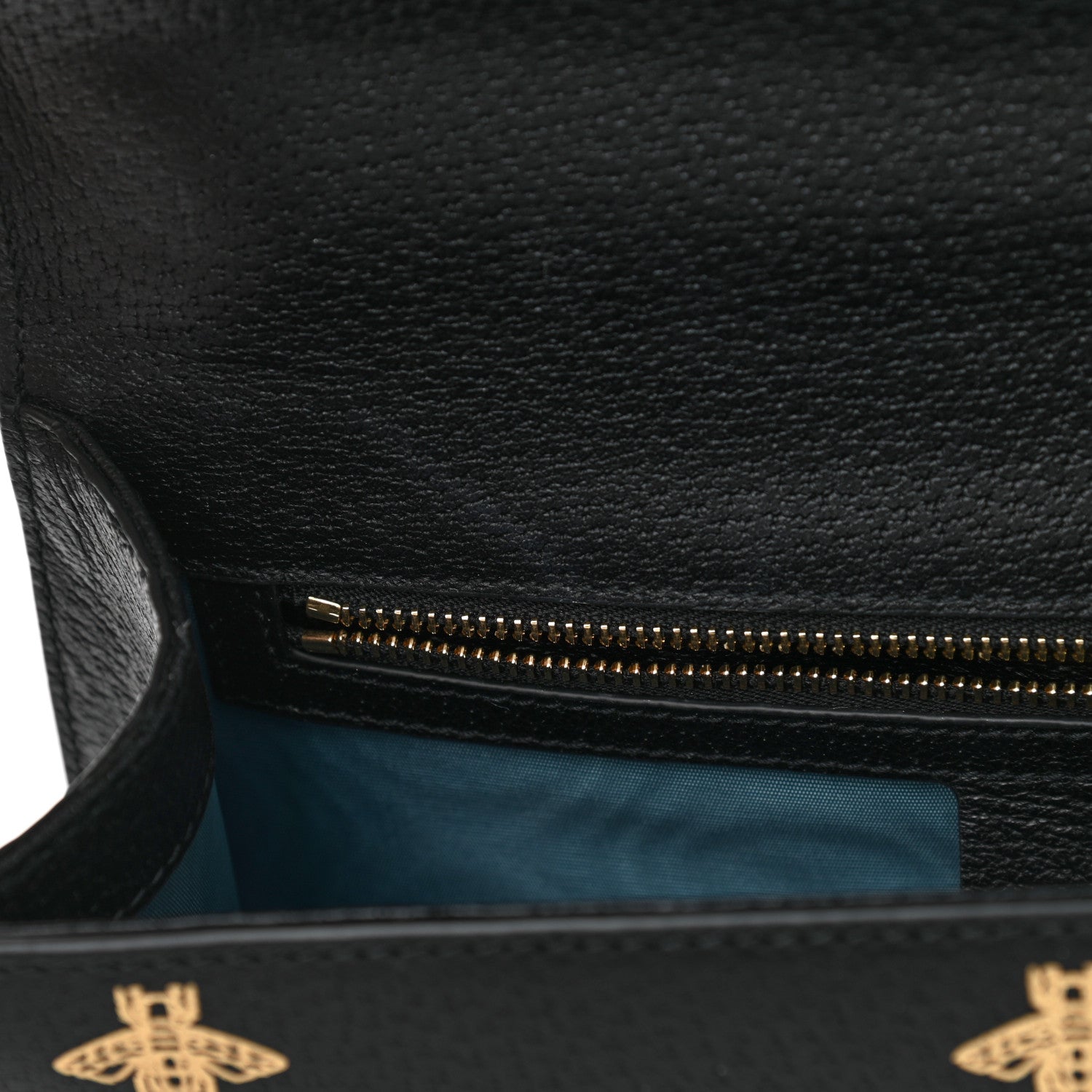 Gucci Textured Calfskin Bee Star Print Small Sylvie Shoulder Bag Black 12 of 13