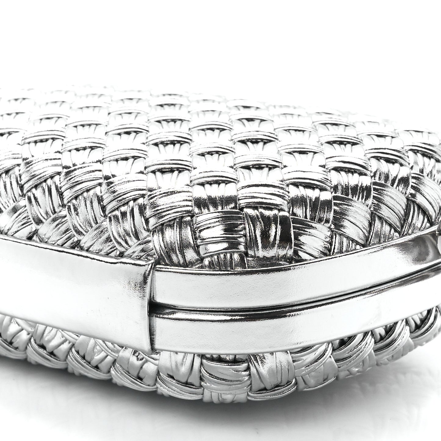 Metallic Calfskin Intrecciato Knot On Strap Silver