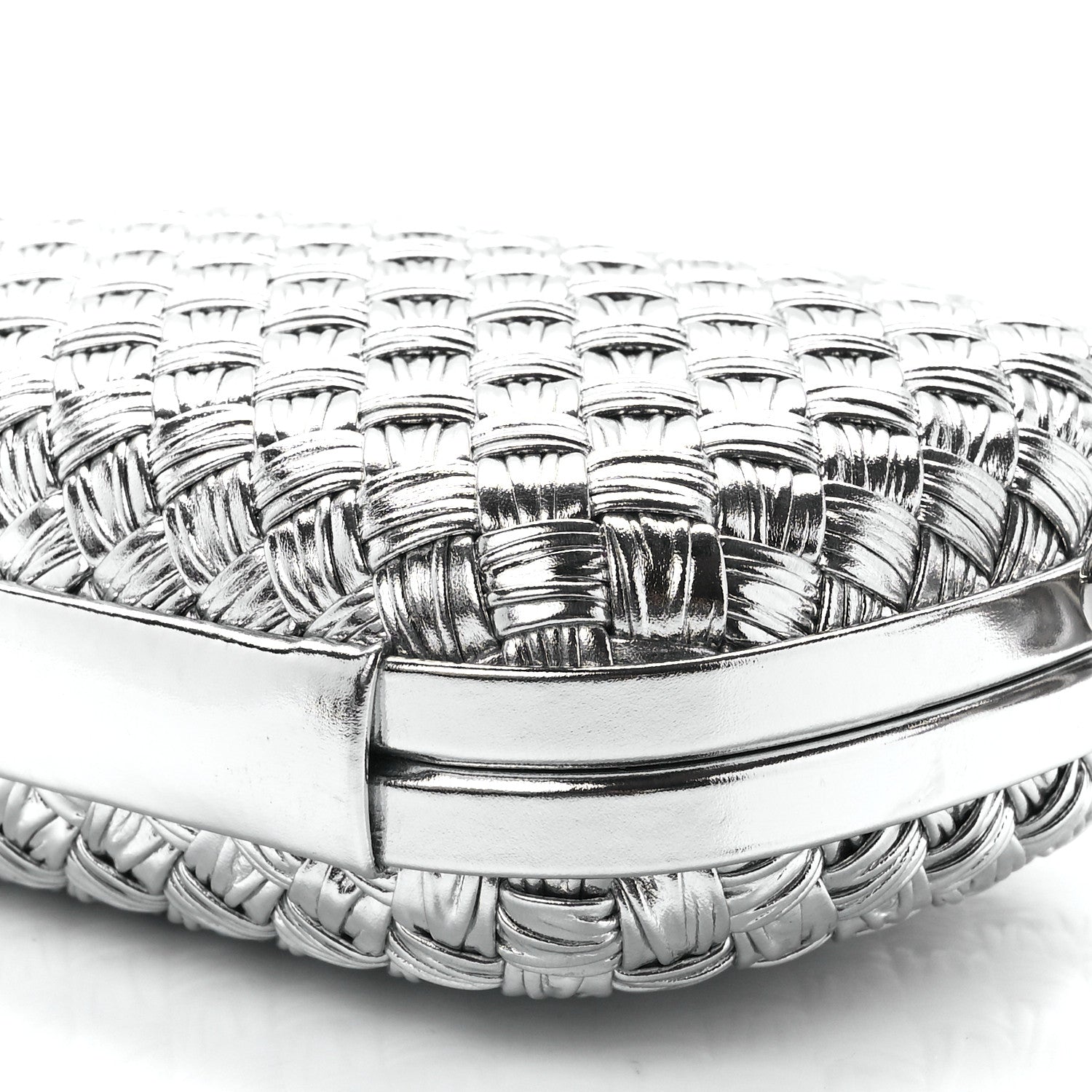Bottega Veneta Metallic Calfskin Intrecciato Knot On Strap Silver 10 of 10