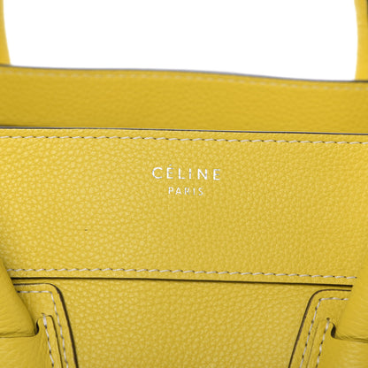 Celine Drummed Calfskin Mini Luggage Citron 8 of 9