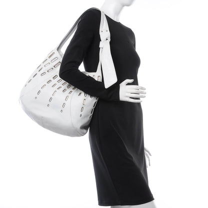 Jimmy Choo Calfskin Grommet Khan Hobo White 2 of 20