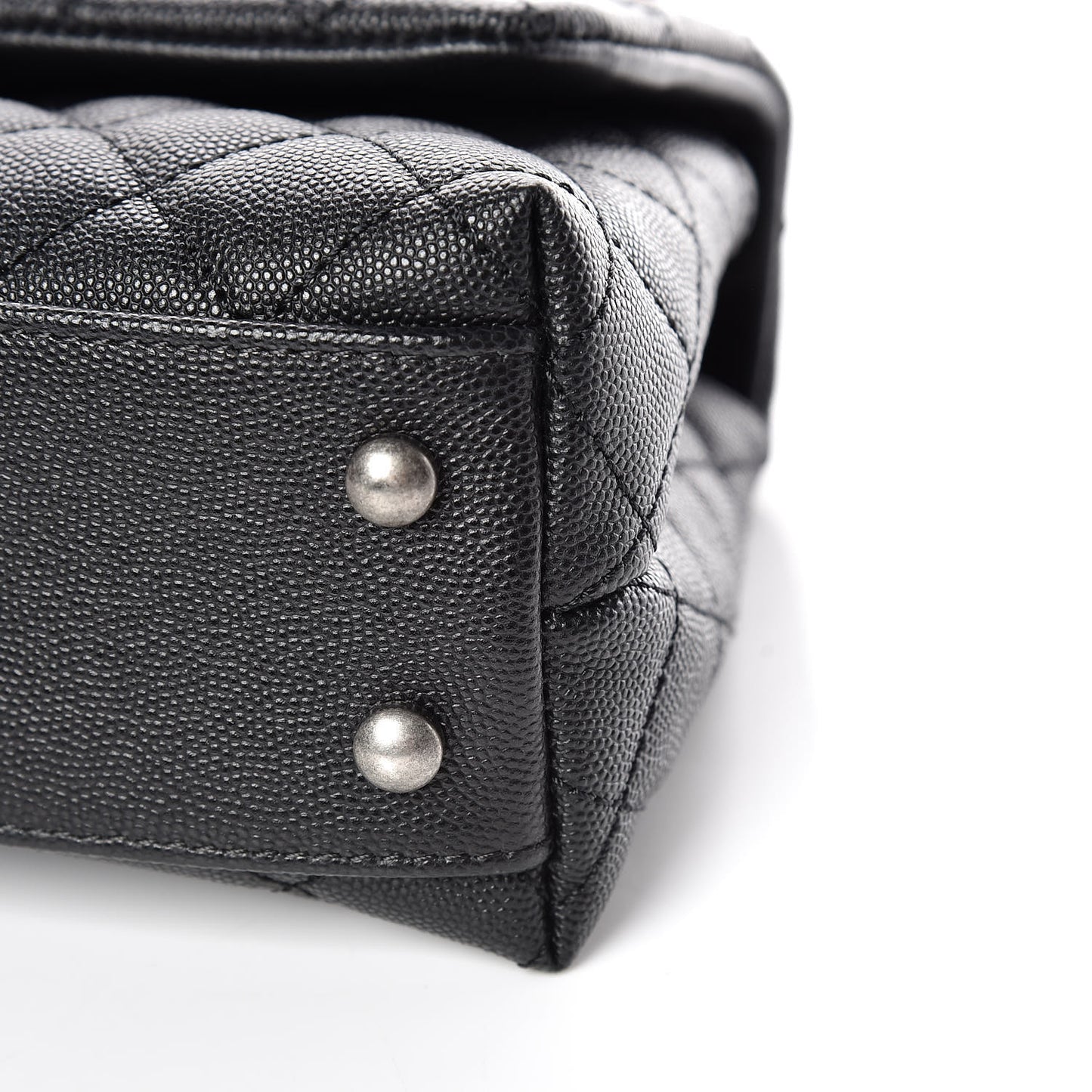 Caviar Lizard Quilted Mini Coco Handle Flap Black
