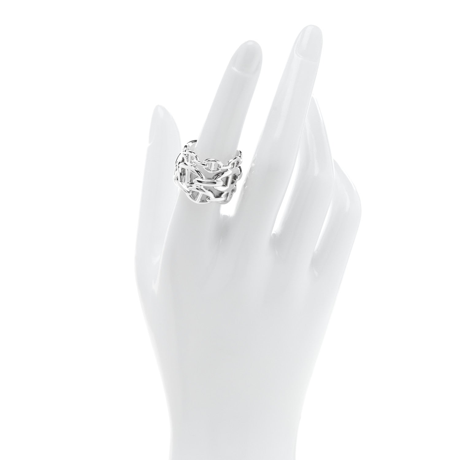 Hermes Sterling Silver GM Chaine d'Ancre Enchainee Band Ring 55 7.25 2 of 5