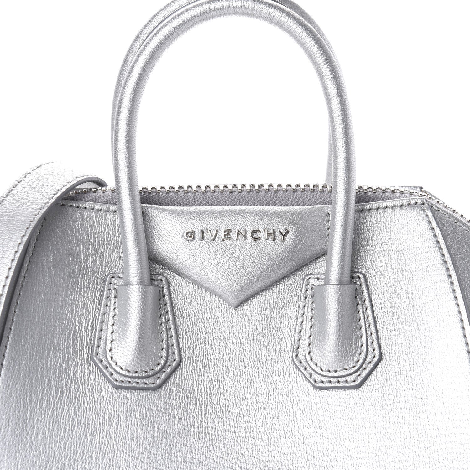 Givenchy Metallic Sugar Goatskin Mini Antigona Silver 10 of 10
