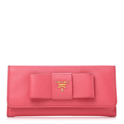 Prada Saffiano Bow Continental Wallet Peonia 1 of 9