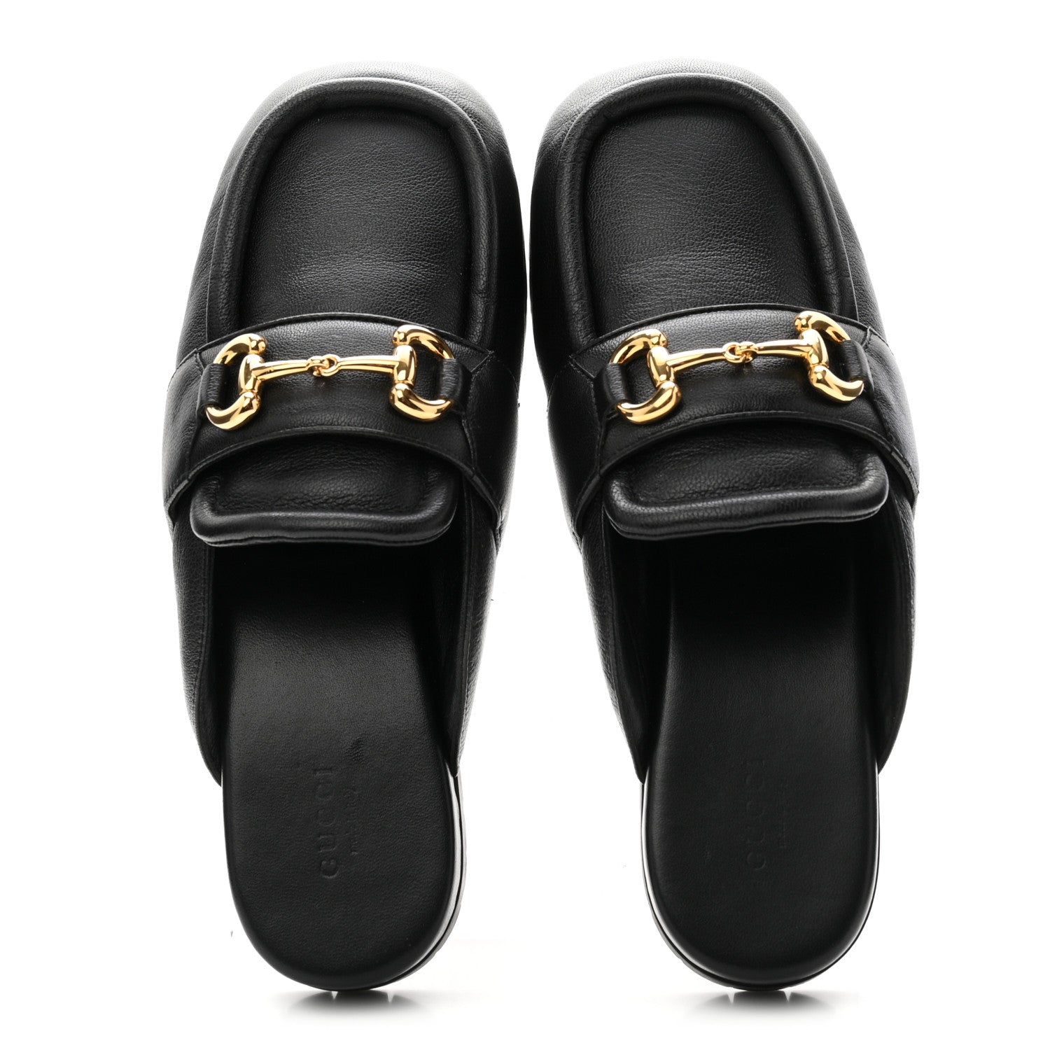 Gucci Goatskin Auroville Horsebit Mules 39.5 Black 2 of 10