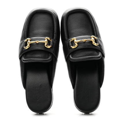 Gucci Goatskin Auroville Horsebit Mules 39.5 Black 2 of 10