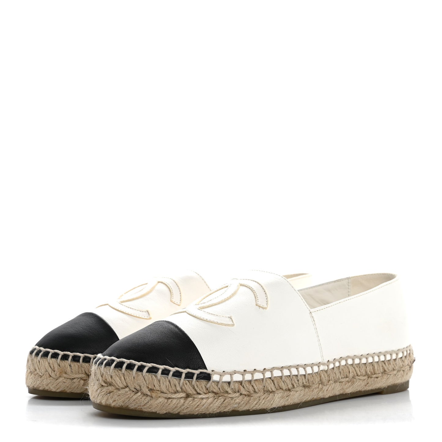 Lambskin CC Espadrilles 36 White Black